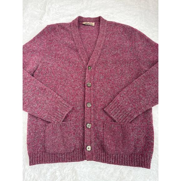 Vintage Jantzen Made USA Burgundy Wool Blend Button Up grandpa Cardigan large - Picture 14 of 16